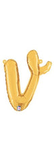 Script Cursive Balloon Letter V Gold