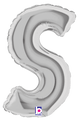 Silver Letter S (requires heat-sealing) 7″ Balloon