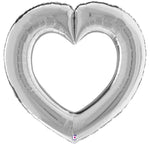 Betallic Mylar & Foil Silver Linking Heart 41″ Balloon