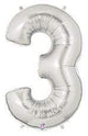 Silver Number 3 40″ Balloon