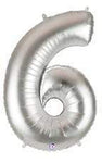 Betallic Mylar & Foil Silver Number 6 40″ Balloon