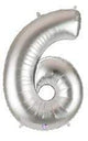 Silver Number 6 40″ Balloon