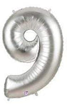 Betallic Mylar & Foil Silver Number 9 40″ Balloon