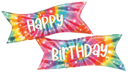 Betallic Mylar & Foil Tie-Die Happy Birthday Banner 49″ Balloon