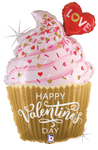 Betallic Mylar & Foil Valentine's Day Golden Cupcake 31″ Balloon