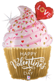 Globo de 31″ de cupcake dorado de San Valentín