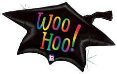 Betallic Mylar & Foil Woo Hoo! Graduation Cap Holographic 33″ Balloon