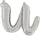 Script Cursive Balloon Letter U Silver