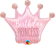 Birthday Princess Crown (requires heat-sealing) 14″ Foil Balloon by Qualatex from Instaballoons