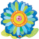 Blossom Flower Jeweled Blue (requires heat-sealing) 9″ Foil Balloon by Qualatex from Instaballoons