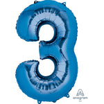 Blue Number 3 34″ Foil Balloon by Anagram from Instaballoons