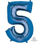 Blue Number 5 34″ Foil Balloon by Anagram from Instaballoons