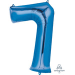 Blue Number 7 34″ Foil Balloon by Anagram from Instaballoons