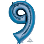 Blue Number 9 34″ Foil Balloon by Anagram from Instaballoons