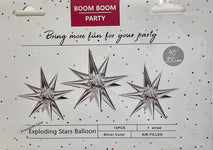 Boom Boom Party Mylar & Foil Silver Starburst 26″ Balloon
