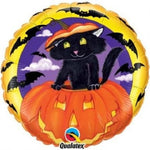 Cat in the Jack O Lantern Pumpkin 18″ Foil Balloon by Qualatex from Instaballoons