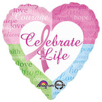 Celebrate Life Pink Breast Cancer Ribbon 18″ Foil Balloon by Anagram from Instaballoons