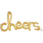 Cheers Script Phrase Gold 40″ Foil Balloon by Anagram from Instaballoons