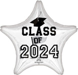 Class of 2024 White Star 18″ Foil Balloon by Anagram from Instaballoons