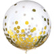 Clear with Gold Foil Confetti 24″ Latex Balloons (2 count)