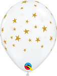 Clear with Gold Stars Contempo 5″ Latex Balloons by Qualatex from Instaballoons