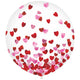 Clear with Heart Confetti 24″ Latex Balloons (2 count)