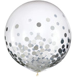 Clear with Silver Confetti 24″ Latex Balloons by Amscan from Instaballoons