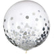 Clear with Silver Confetti 24″ Latex Balloons (2 count)