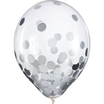 Clear with Silver Foil Confetti 12″ Latex Balloons by Amscan from Instaballoons