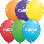 Congrats Dots & Stars 11″ Foil Balloons by Qualatex from Instaballoons