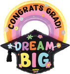 Congrats Grad Neon Pastel 30″ Foil Balloon by Betallic from Instaballoons