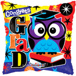 Congrats Grad Owl Gellibean 18″ Foil Balloon by Convergram from Instaballoons