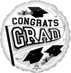 Congrats Grad White 18″ Foil Balloon by Anagram from Instaballoons