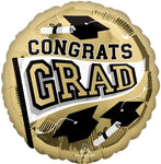 Congrats Grad White Gold 18″ Foil Balloon by Anagram from Instaballoons