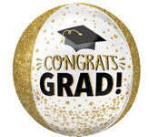Congrats Grad with Gold Glitter 16″ Foil Balloon by Anagram from Instaballoons