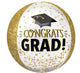 Congrats Grad with Gold Glitter 16″ Balloon