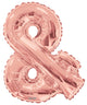 Ampersand y símbolo de puntuación Globo de oro rosa de 34″