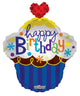 Cupcake de Cumpleaños con Corazón Globo 18″