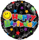 Cumpleaños Smiley Globo Negro 18″