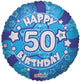 Blue Happy 50th Birthday 18″ Balloon