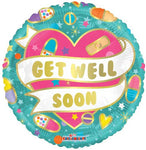 Convergram Get Well Soon 18″ Gold Hearts Balloon