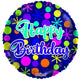 Happy Birthday 18″ Colorful Neon Dots Balloon