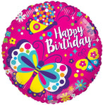 Convergram Happy Birthday Classic Butterflies 18″ Gellibean Balloon