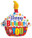 Convergram Happy Birthday To You Cupcake With Candle 18″ Balloon