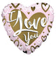 I Love You Gold & Pink Matte 18″ Balloon