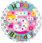 Convergram Mylar & Foil 5th Birthday Fairy 18″ Balloon