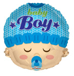Convergram Mylar & Foil Baby Boy Head 18″ Balloon