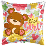 Convergram Mylar & Foil Baby Girl Bear & Hearts 18″ Balloon