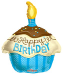 Convergram Mylar & Foil Birthday Cupcake Blue 18″ Balloon