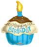Birthday Cupcake Blue 18″ Balloon